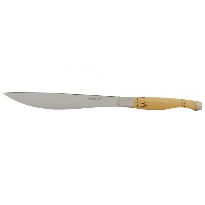 Cheese knife, woodburned boxwood handle
