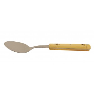 Soup spoon, woodburned boxwood handle