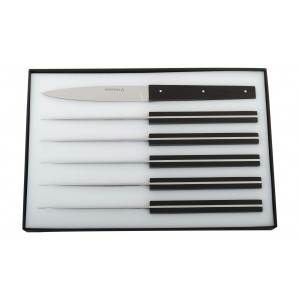 Set of 6 Elementaire steak knives, ebony handle