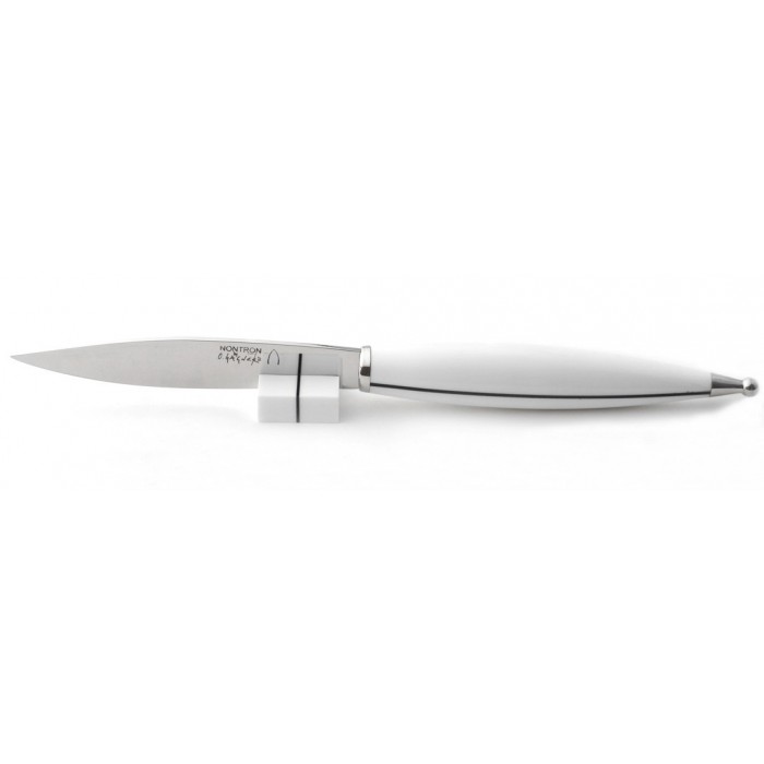Couteau de table, manche en corian blanc