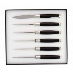 Set of 6 TD steak knives, ebony handle