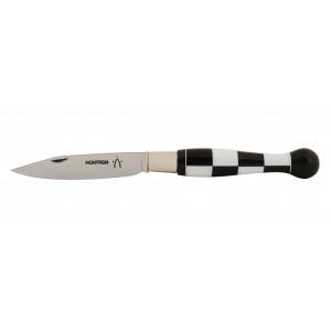Pocket knife N°25, ebony, black and white corian handle